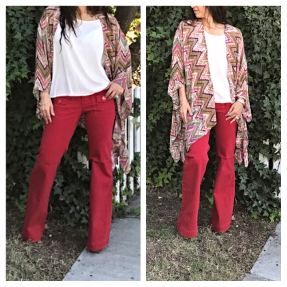 Wide leg Red Jeans